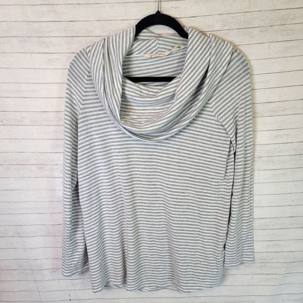 Soft Surroundings Fireside Pullover Cowl Neck Cozy Soft Striped Sweater, sz XS